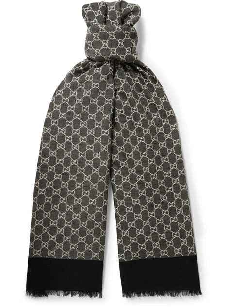 gucci jacquard scarf|gucci scarves with fur trim.